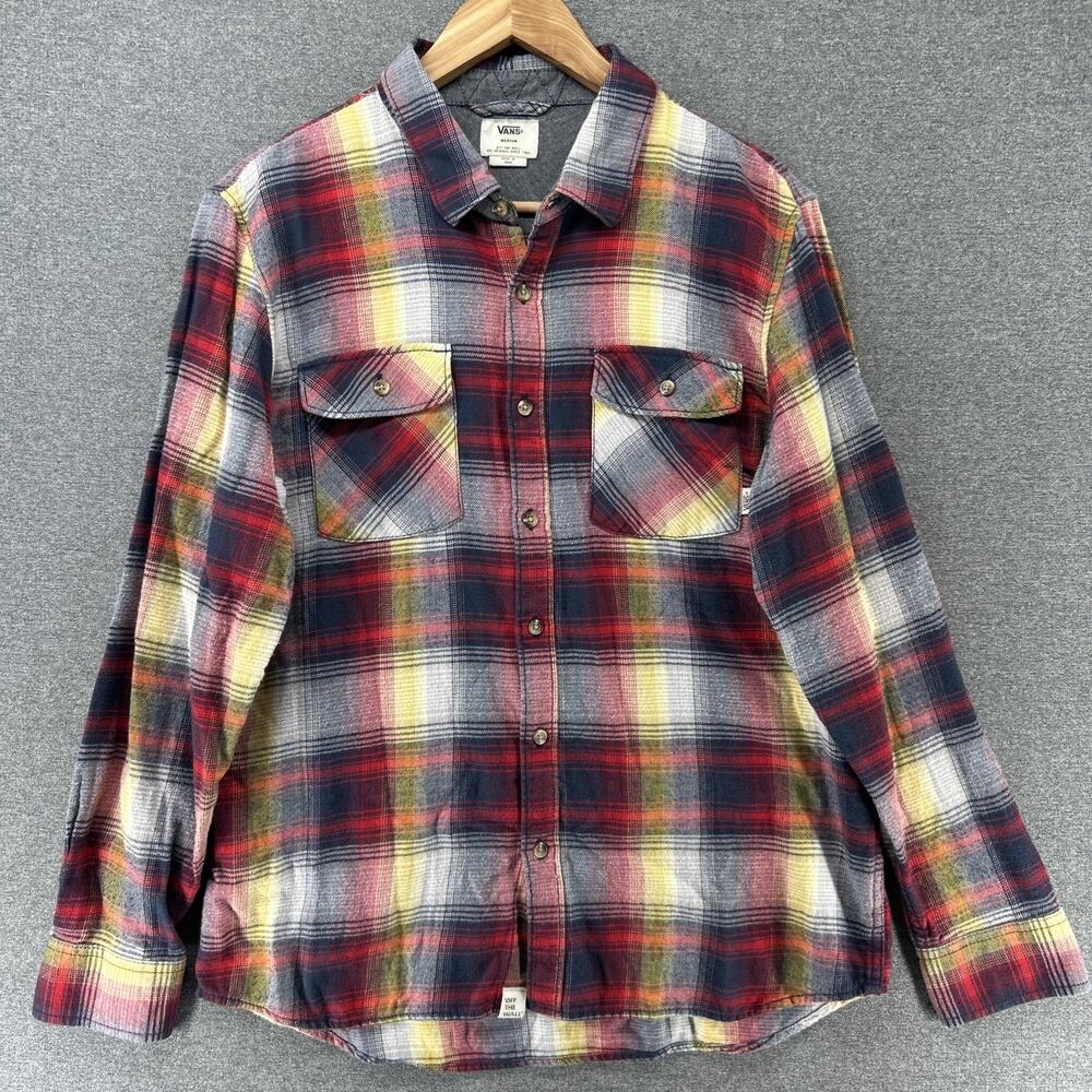 VANS Off The Wall Flannel Shirt Mens Medium Plaid Long Sleeve Button Up Skater